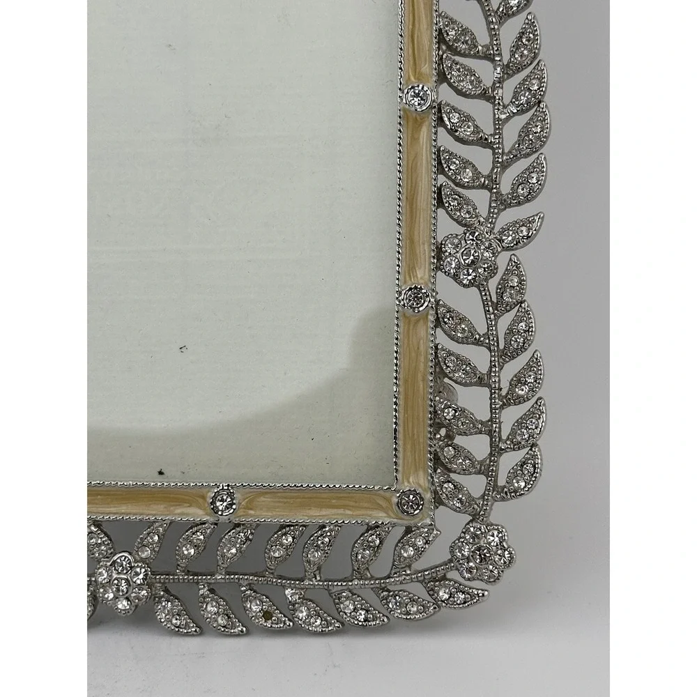 Addison Ross London Silver Crystal Enamel Leaf Ornate Photo Frame 4x6 Vintage